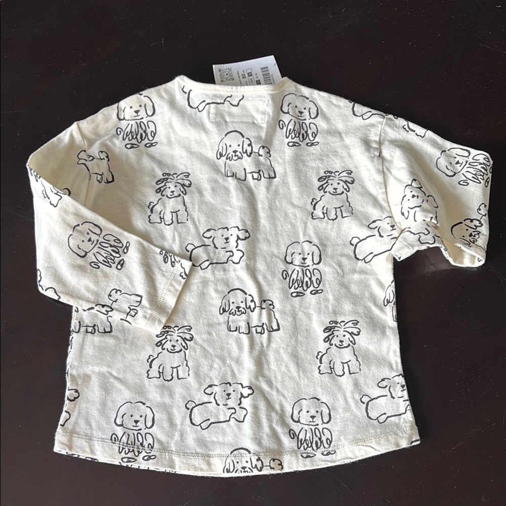 Zara Cream and Black Long Sleeve Tee with Cartoon Animal Print - Picture 3 of 3